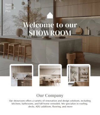 ‏Our showroom offers a variety of renovation and design solutions, including kitchens, bathrooms, and full home remodels. We specialize in roofing, decks, ADU additions, flooring, and more🌶️🗝️